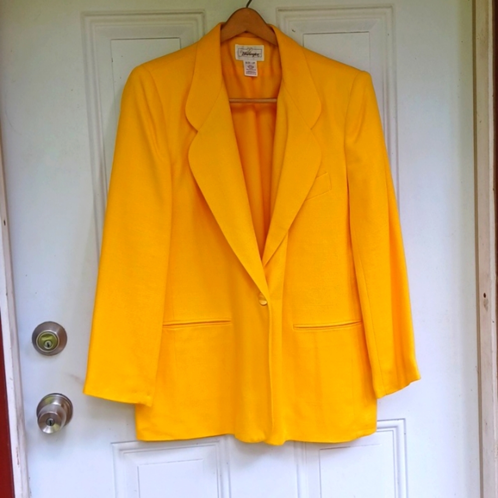 Yellow Worthington Lined Jacket 12P Linen/ Rayon